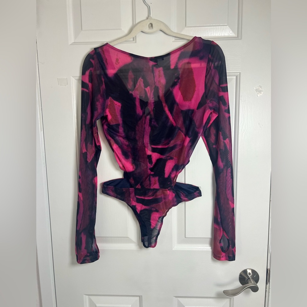 Fashion‎ Nova Nicki Mesh Bodysuit - Purple/black combo Size M - Picture 4 of 6